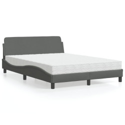 Cama com colchão dover 140x190 cm tecido cinzento-escuro