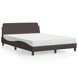 Cama com colchão dover 140x190 cm tecido castanho-escuro