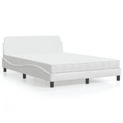 Cama com colchão dover 140x190 cm couro artificial branco
