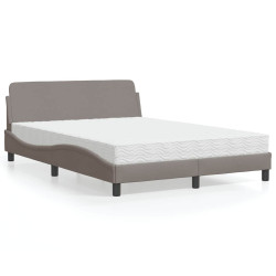 Cama com colchão dover 140x200 cm tecido castanho-acinzentado