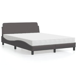 Cama com colchão dover 140x200 cm couro artificial cinzento