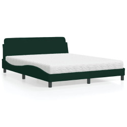 Cama com colchão dover 160x200 cm veludo verde-escuro