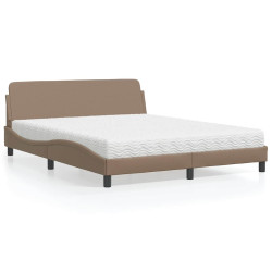 Cama com colchão dover 160x200 cm couro artificial cappuccino
