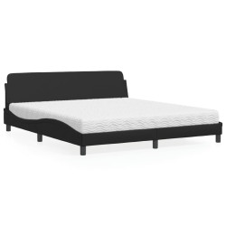 Cama com colchão dover 180x200 cm couro artificial preto