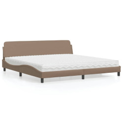 Cama com colchão dover 200x200 cm couro artificial cappuccino