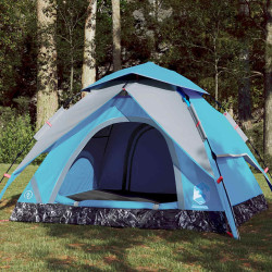 Tenda de campismo cúpula para 4 pessoas libertação rápida azul