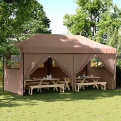 Tenda p/ festas pop-up dobrável com 4 paredes laterais castanho