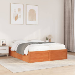 Cama sem colchão 140x190 cm pinho maciço castanho-mel