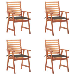 Cadeiras de jantar p/ jardim 4 pcs c/ almofadões acácia maciça