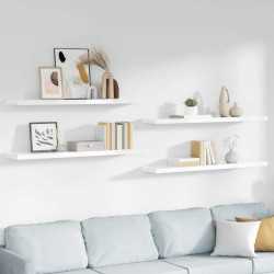 Prateleiras de parede suspensas 4 pcs 120x23,5x3,8cm MDF branco