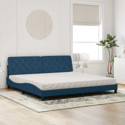 Cama com colchão 200x200 cm veludo azul