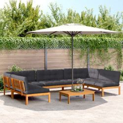 6 Pcs conj. sofás paletes p/ jardim c/ almofadões acácia maciça