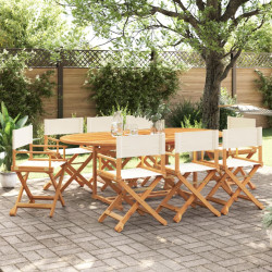 8 Pcs cadeiras de jardim dobráveis tecido branco nata