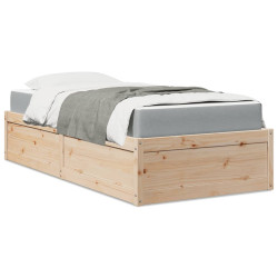 Cama com colchão 90x190 cm madeira de pinho maciça