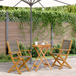 3 Pcs conjunto de bistrô polipropileno/madeira maciça cinzento
