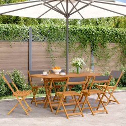 Cadeiras jardim dobráveis 6 pcs tecido/madeira maciça antracite