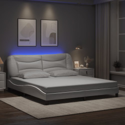 Estrutura de cama com LED sem colchão hvar 180x200 cm branco