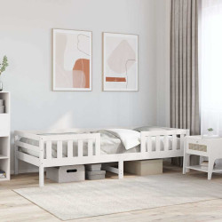 Cama sem colchão 75x190 cm madeira de pinho maciça branco