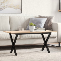Mesa de centro estrutura em x 90x40x45 cm pinho e aço