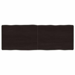 Tampo de mesa com bordas vivas maciço tratado castanho-escuro