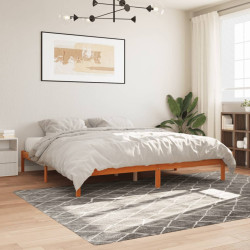 Cama sem colchão 200x200 cm pinho maciço castanho-mel