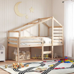 Cama alta com telhado 75x190 cm pinho maciço