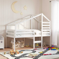Cama alta com telhado 90x190 cm pinho maciço branco