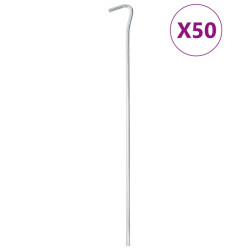 Estacas para tenda 50 pcs 30 cm ø7 mm aço galvanizado