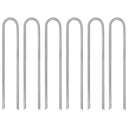 Estacas p/ tenda 6 pcs forma de u 30 cm ø7 mm aço galvanizado