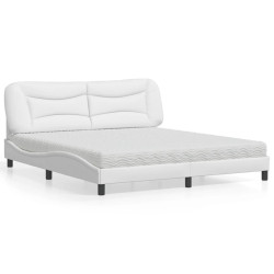 Cama com colchão hvar 180x200 cm couro artificial branco