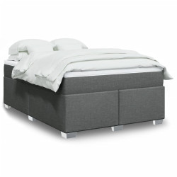 Cama com molas/colchão 140x190 cm tecido cinzento-escuro