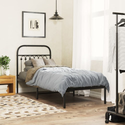 Estrutura de cama metal s/ colchão c/ cabeceira 75x190 cm preto