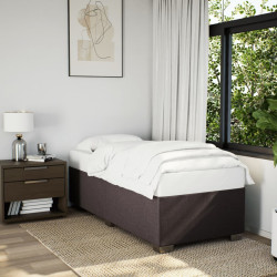 Estrutura de cama sem colchão 80x200 cm tecido castanho-escuro