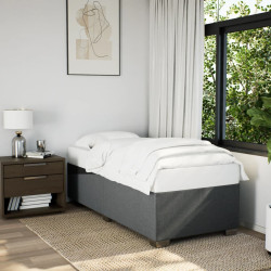 Estrutura de cama sem colchão 100x200 cm tecido cinzento-escuro