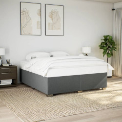 Estrutura de cama sem colchão 180x200 cm tecido cinzento-escuro