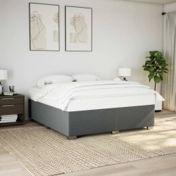 Estrutura de cama sem colchão 200x200 cm tecido cinzento-escuro