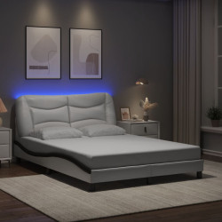 Estrutura de cama com LED sem colchão hvar 140x200cm branco/preto
