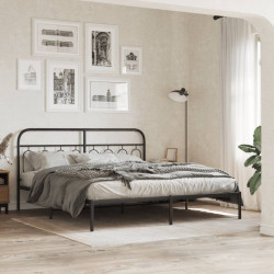 Estrutura de cama com cabeceira 193x203 cm metal preto