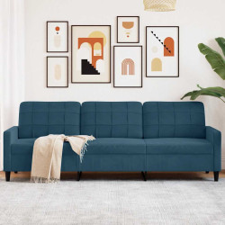 Sofá de 3 lugares 210 cm veludo azul