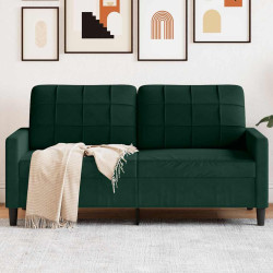 Sofá de 2 lugares 140 cm veludo verde-escuro
