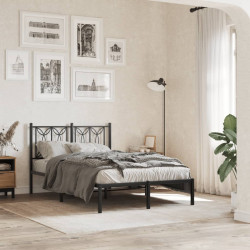 Estrutura de cama com cabeceira 120x190 cm metal preto
