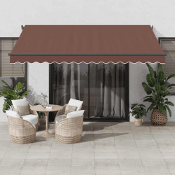 Toldo retrátil automático 400x350 cm castanho