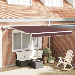 Toldo retrátil manual com luzes LED 300x250 cm castanho