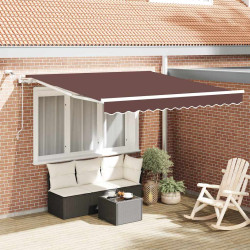 Toldo retrátil automático com luz LED 300x250 cm castanho