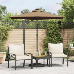 Guarda-sol jardim c/ leds e poste de aço 225x225x212 cm