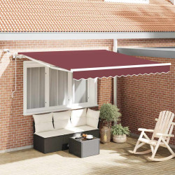 Toldo retrátil automático com luz LED 300x250 cm bordô