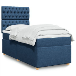 Cama com molas/colchão 80x200 cm tecido azul