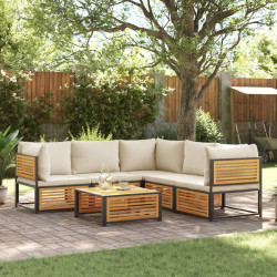 6 Pcs conjunto de sofás de jardim com almofadões acácia maciça
