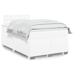 Cama boxspring com colchão 120x190 cm couro artificial branco
