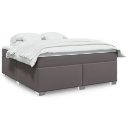 Cama com molas/colchão 180x200 cm couro artificial cinza